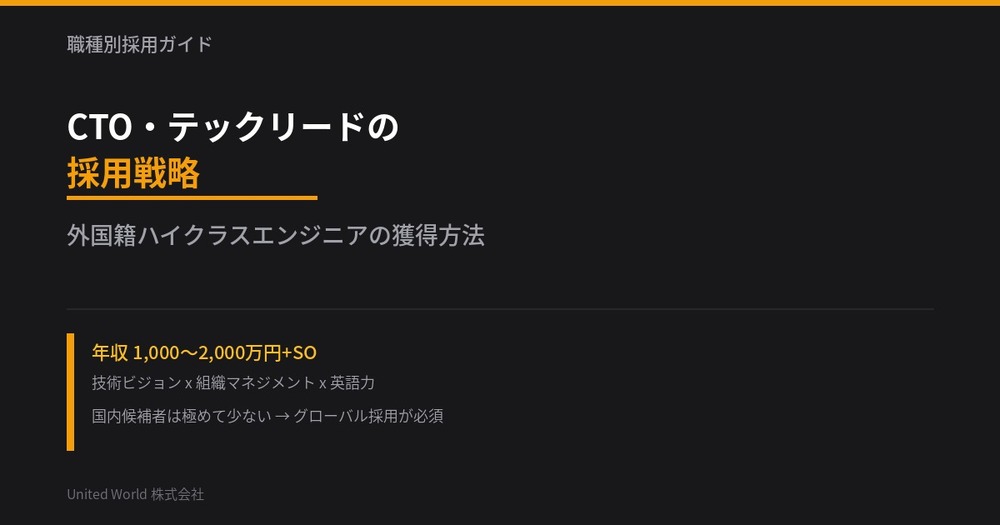 CTO・テックリードの採用戦略|外国籍ハイクラスエンジニアの獲得方法